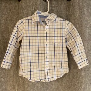 Janie & Jack Button Down Plaid Dress Shirt - Blue & Yellow SZ 12-18 Months